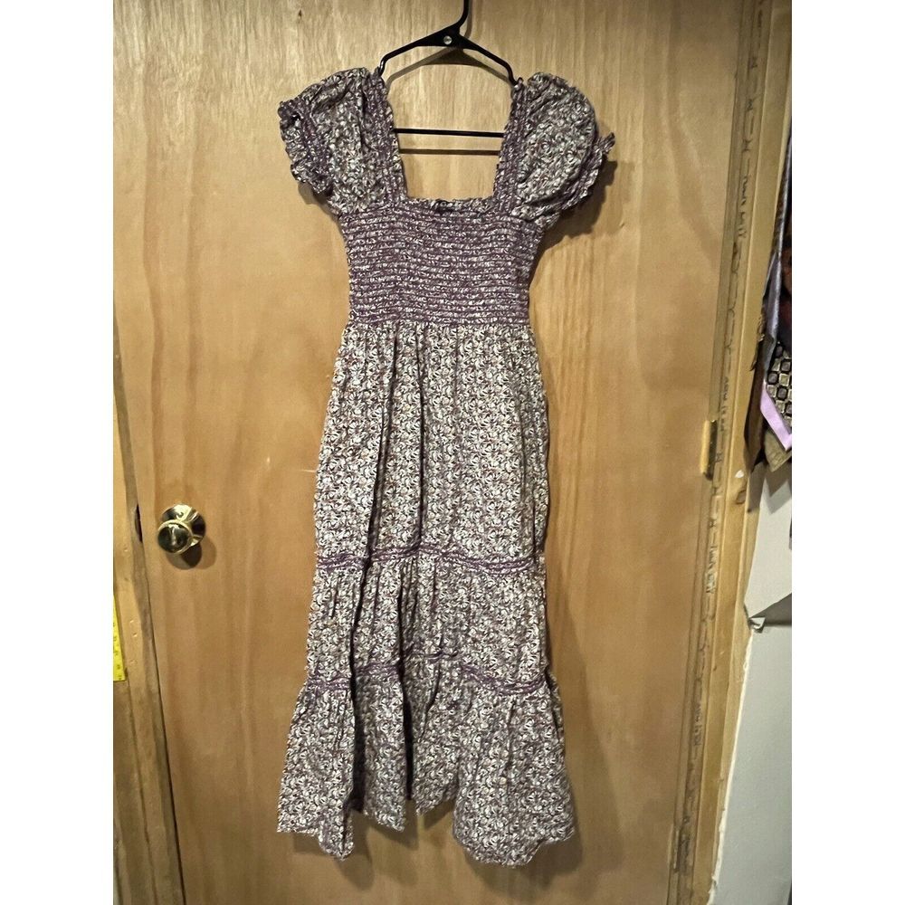 O.P.T Daphne Square Neck Wonderland‎ Vine Smocked Maxi Dress Sm
